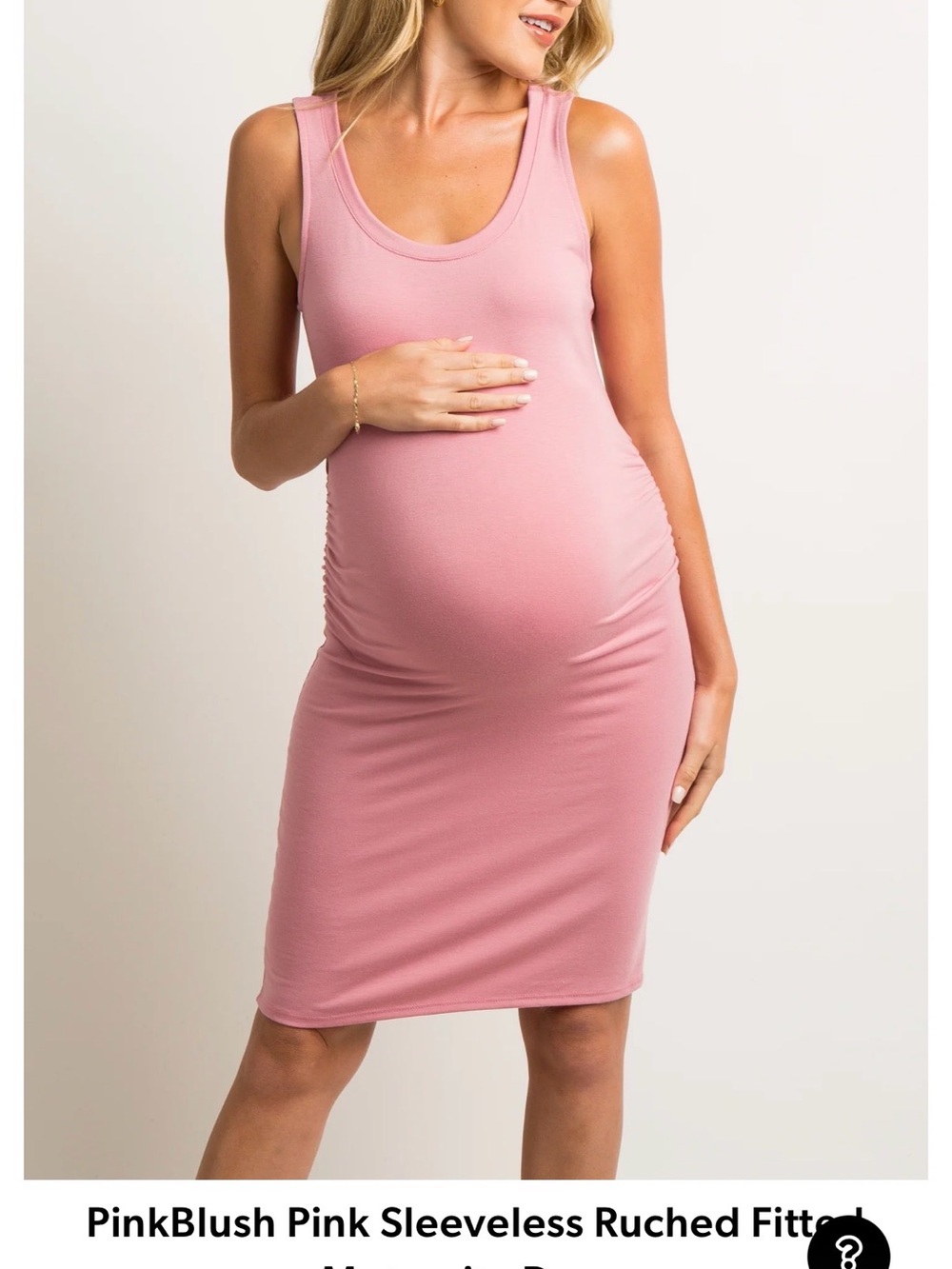 Pinkblush Dusty Pink Sleeveless Ruched Maternity Midi Dress